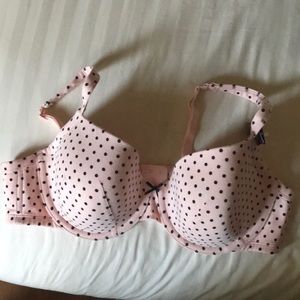 Cacique Bra. Pink and black polka dot.